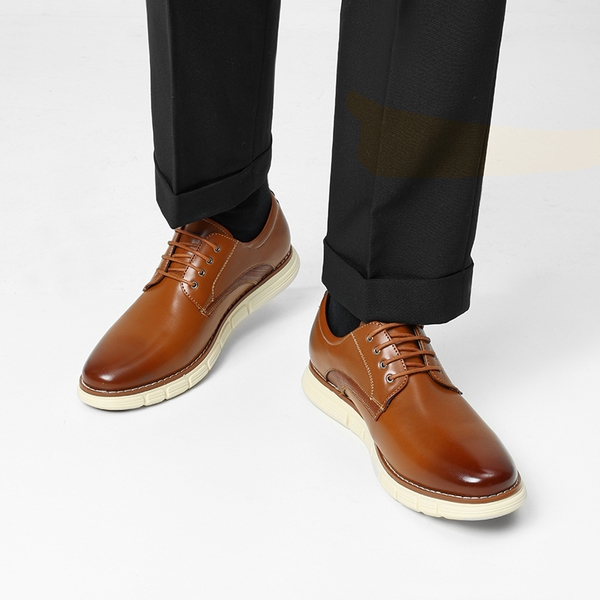 [CrossFlex NeatPolish] Men's Wide Width Non-Slip Dress Sneakers - BROWN - 5